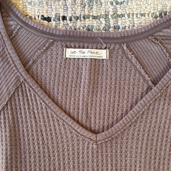 We The Free Dusty Purple Waffle Knit Top - Picture 2 of 4